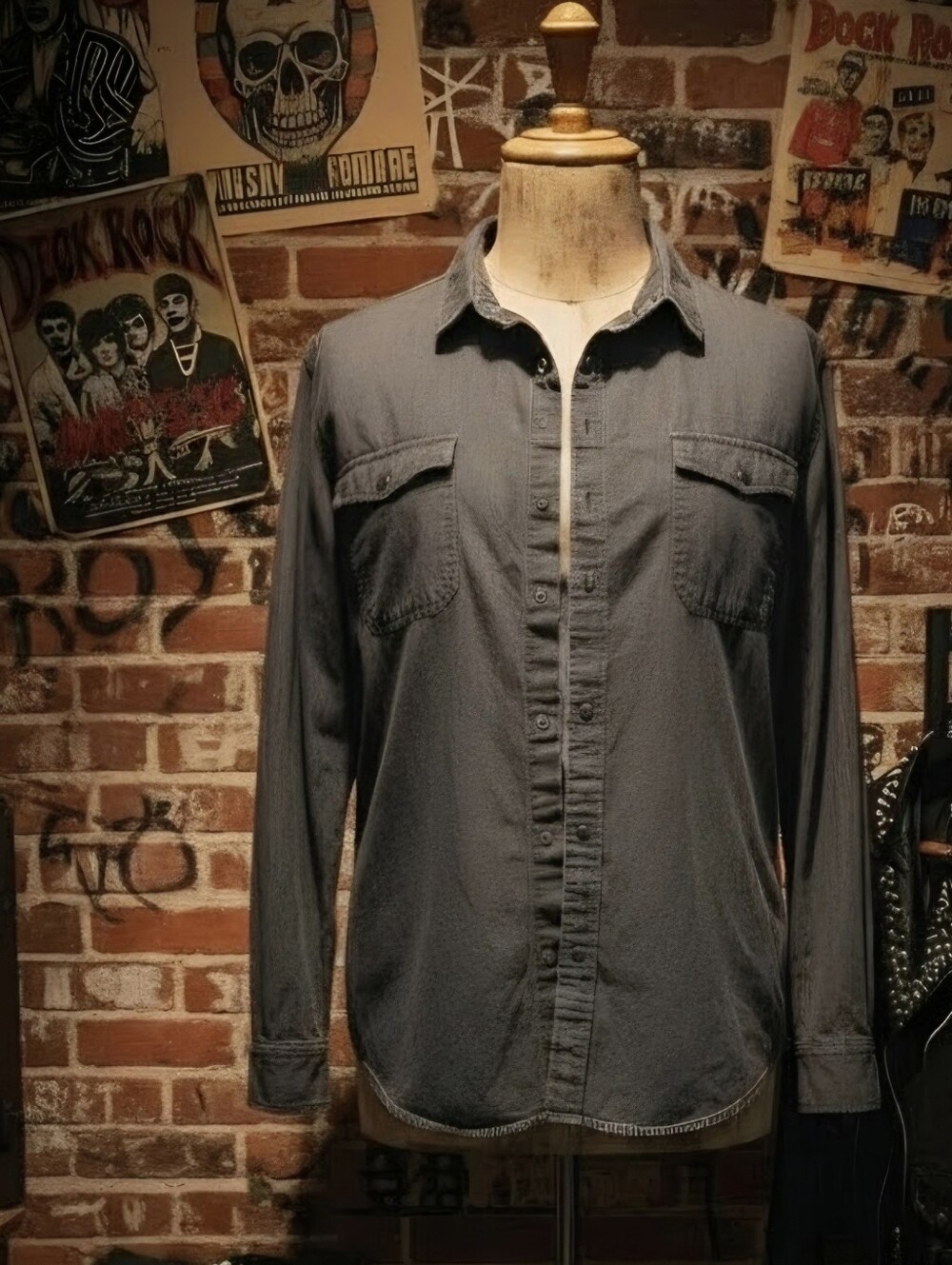 American Rag Men’s Charcoal Black Washed Button-Down Shirt